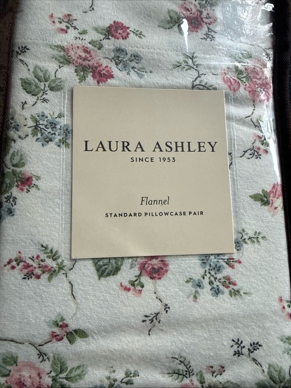 Laura Ashley White Flannel Pillowcase Pair with  Floral Le Fleur Pink